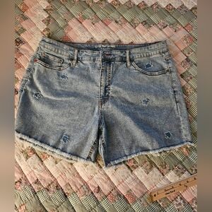 Peace Love World - High Rise Light Wash Distressed Shorts